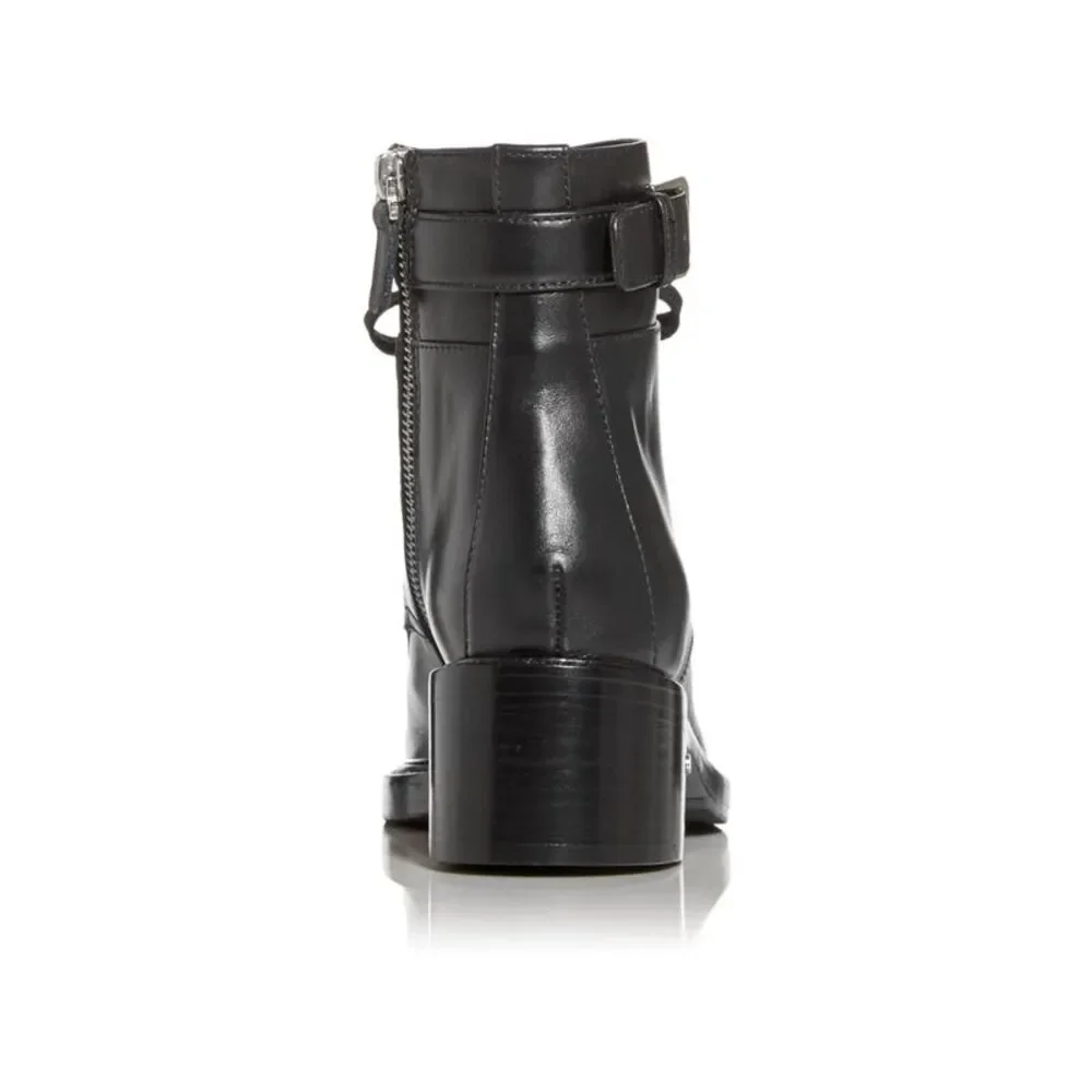 LAURENCE DACADE Womens Black Up Solene Round Toe Leather Combat Boots 36 - Picture 2 of 2